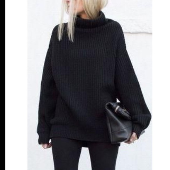 oversized black turtleneck sweater